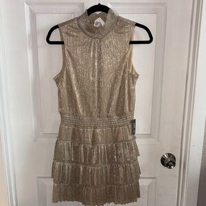 EXPRESS Shimmering Gold Sleeveless Dress Medium